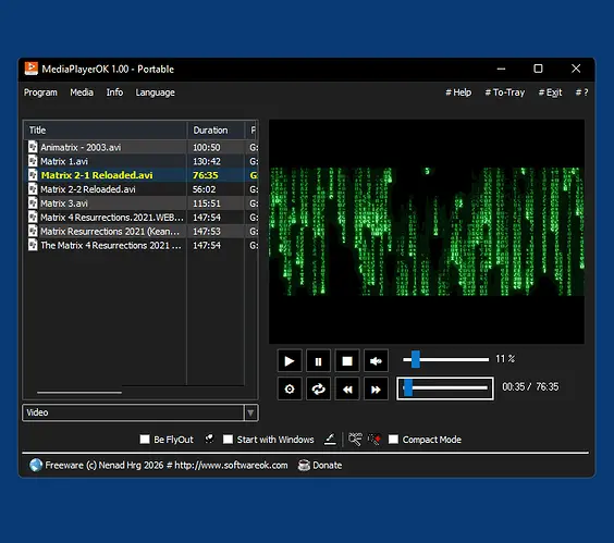 MediaPlayerOK3TheVideoplayeronMSWindowsOS
