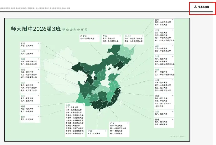 点击【导出高清图】按钮，导出得到高考班级毕业去向图高清图片